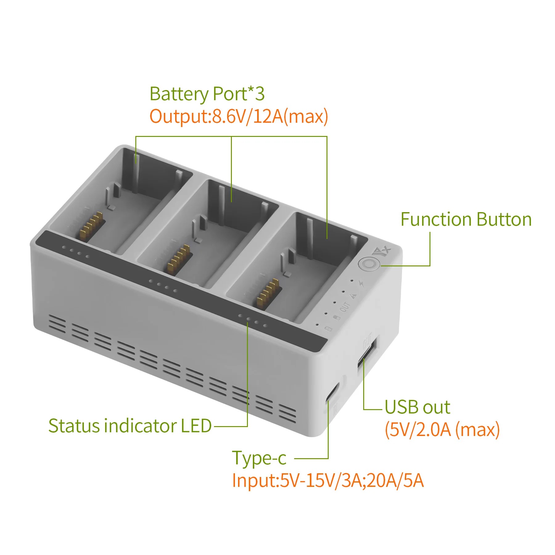 Drone Battery Smart - สำหรับแบตเตอรี่โดรน DJI LITO 1/X1 เครื่องชาร์จอัจฉริยะสามทาง 100W