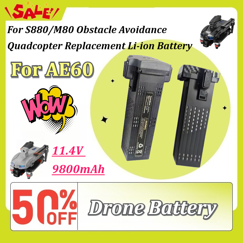 Drone Battery Li-Ion - แบตเตอรี่โดรนแบบชาร์จใหม่ได้ 11.4V 9800mAh สำหรับ S880/M80/AE60 โดรนควอดคอปเตอร์พร้อมระบบหลีกเลี่ยงสิ่งกีดขวาง