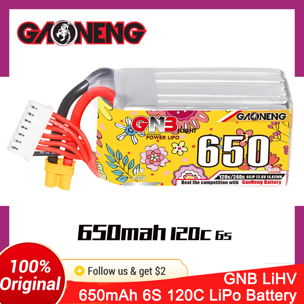 แบตเตอรี่ GAONENG 6S 650mAh Li - Drone Battery 6S บทวิจารณ์และราคา